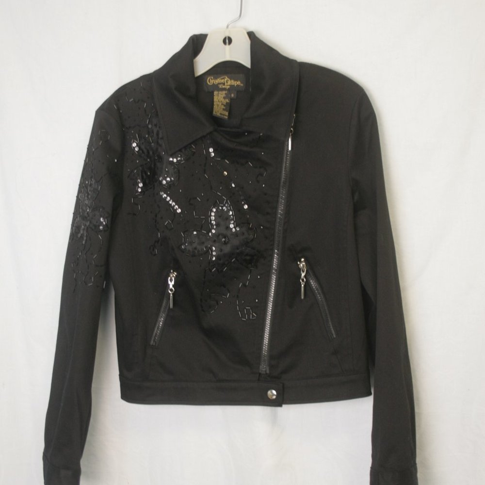 Black Beaded  & Applique Jacket
